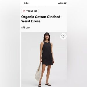 New! Lululemon Organic Cotton Cinched-Waist Dress Size~Medium BRAND NEW W/Tag